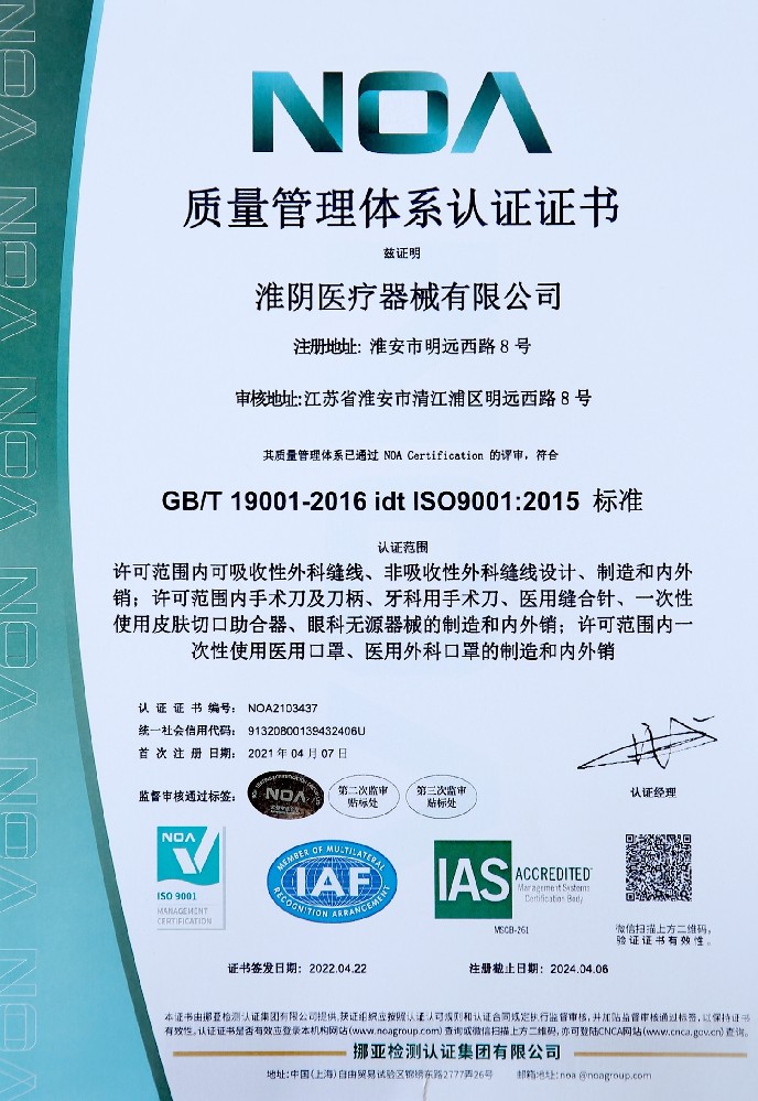 CERTIFICATEFull Quality Assurance System